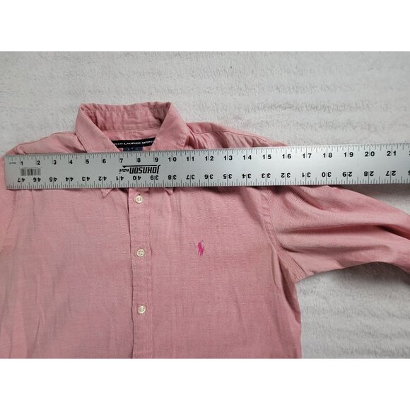 Ralph Lauren Sport Mens Pink Button-Up Shirt Medium Slim Fit Stretch Casual - Picture 6 of 8